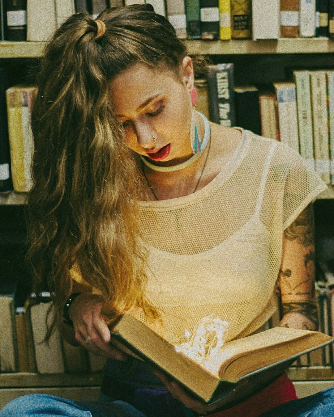 surprised person reading book