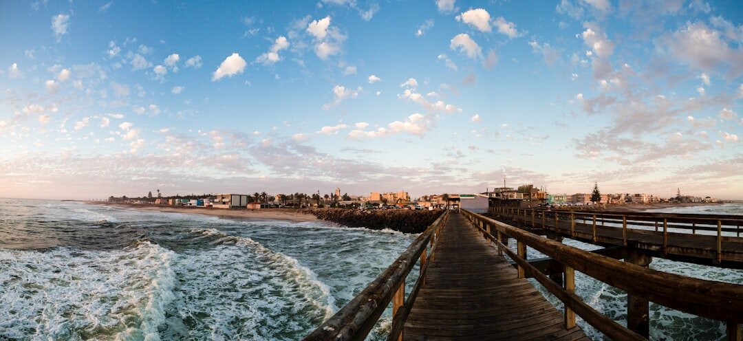 coastal town at dusk